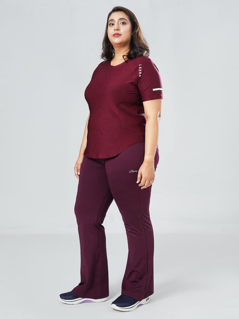 CurveActive Tee in Maroon Texture ( Plus Size )