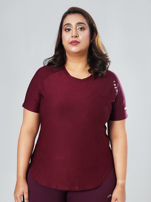 CurveActive Tee in Maroon Texture ( Plus Size )