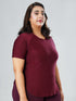 CurveActive Tee in Maroon Texture ( Plus Size )