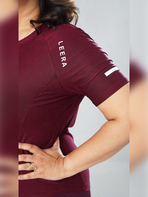 CurveActive Tee in Maroon Texture ( Plus Size )