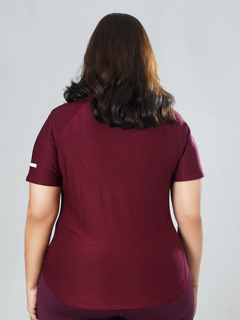 CurveActive Tee in Maroon Texture ( Plus Size )