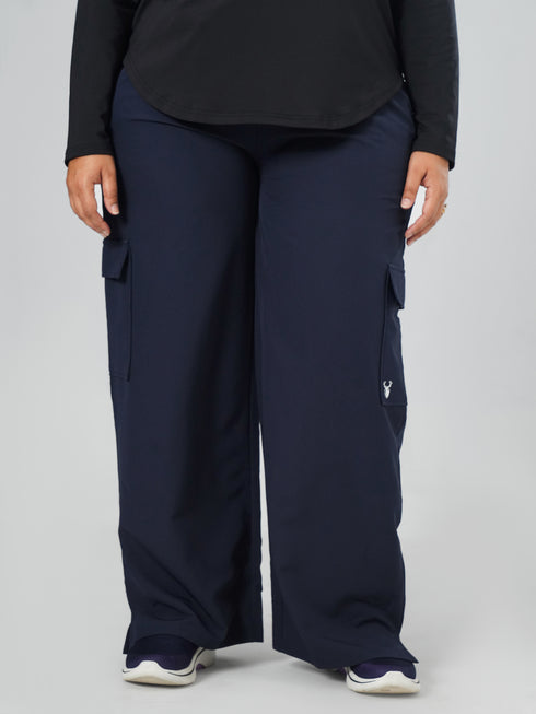 Modest Straight Fit Cargo Joggers in Navy Blue ( PLUS SIZE )