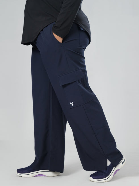 Modest Straight Fit Cargo Joggers in Navy Blue ( PLUS SIZE )