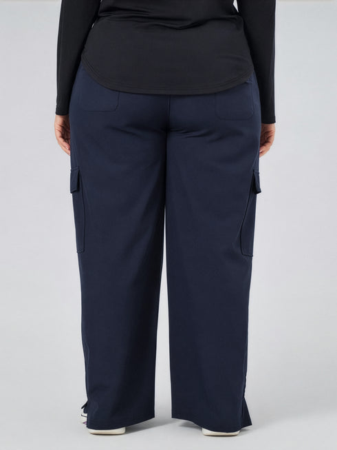 Modest Straight Fit Cargo Joggers in Navy Blue ( PLUS SIZE )