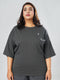 LEERA Grey Oversized Cotton Tee ( Plus Size )