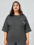 LEERA Grey Oversized Cotton Tee ( Plus Size )