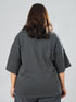 LEERA Grey Oversized Cotton Tee ( Plus Size )