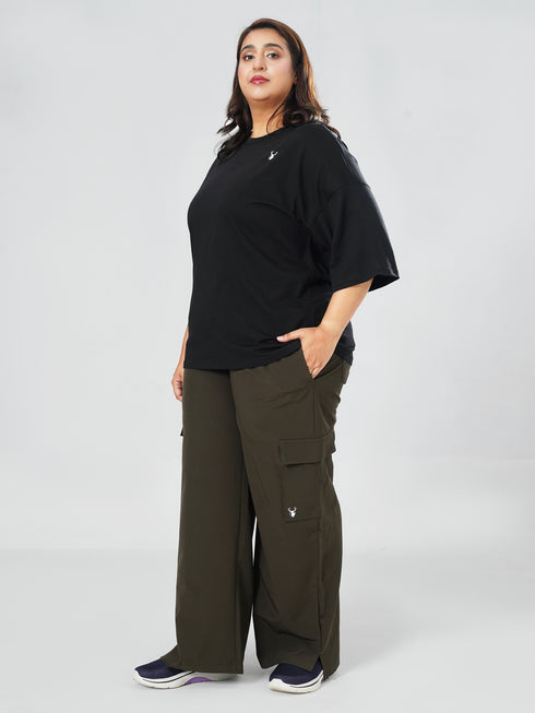 Modest Straight Fit Cargo Joggers in Olive ( PLUS SIZE )