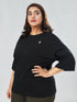 LEERA Black Oversized Cotton Tee ( Plus Size )