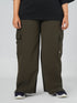 Modest Straight Fit Cargo Joggers in Olive ( PLUS SIZE )