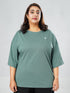 LEERA Gray Teal Oversized Cotton Tee ( Plus Size )