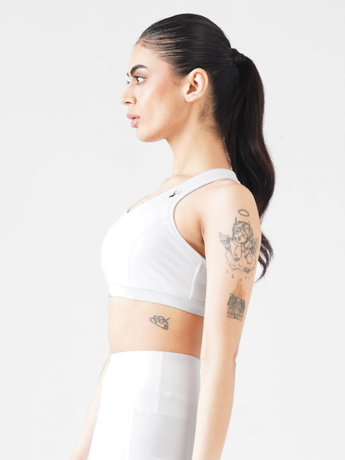 Athletic Non Padded Sports Bra in White