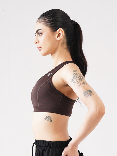 Athletic Non Padded Sports Bra in Brown