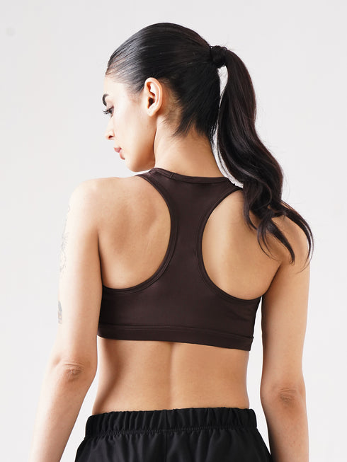 Athletic Non Padded Sports Bra in Brown