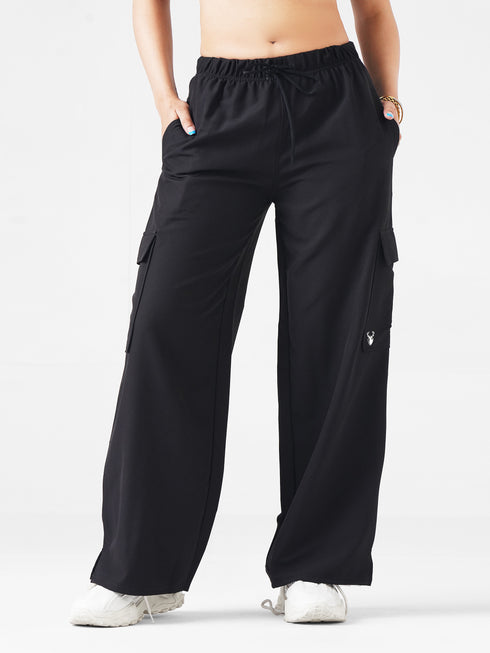 Modest Straight Fit Cargo Joggers in Black