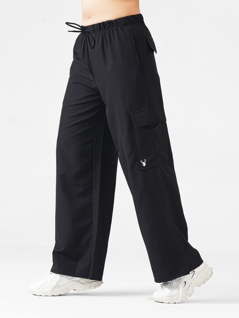 Modest Straight Fit Cargo Joggers in Black