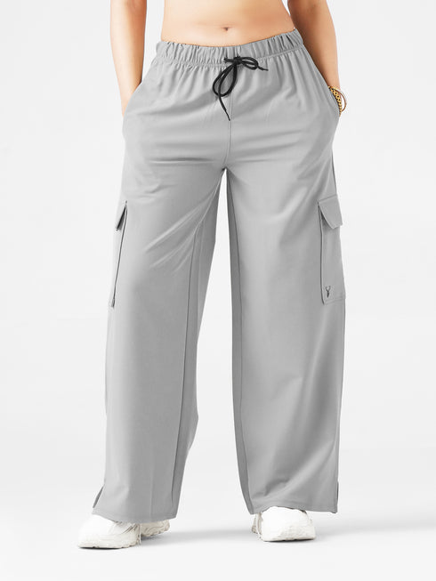 Modest Straight Fit Cargo Joggers in Grey