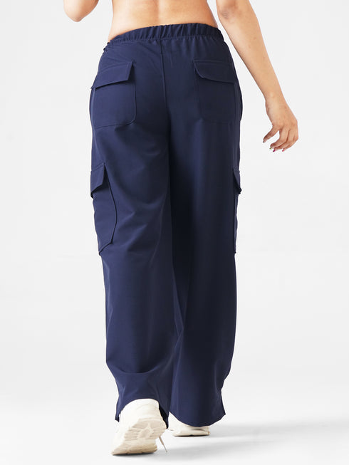 Modest Straight Fit Cargo Joggers in Blue