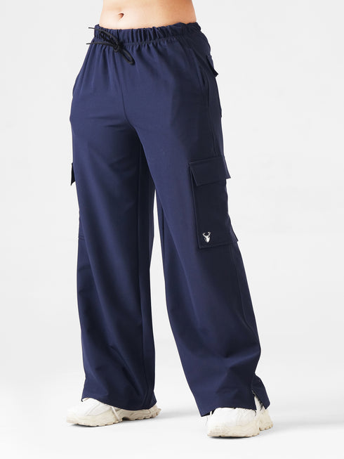Modest Straight Fit Cargo Joggers in Blue