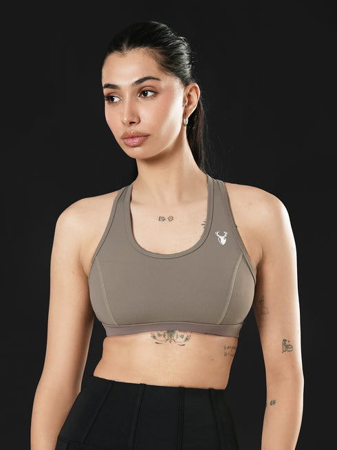 Athletic Non Padded Sports Bra in Dust Brown