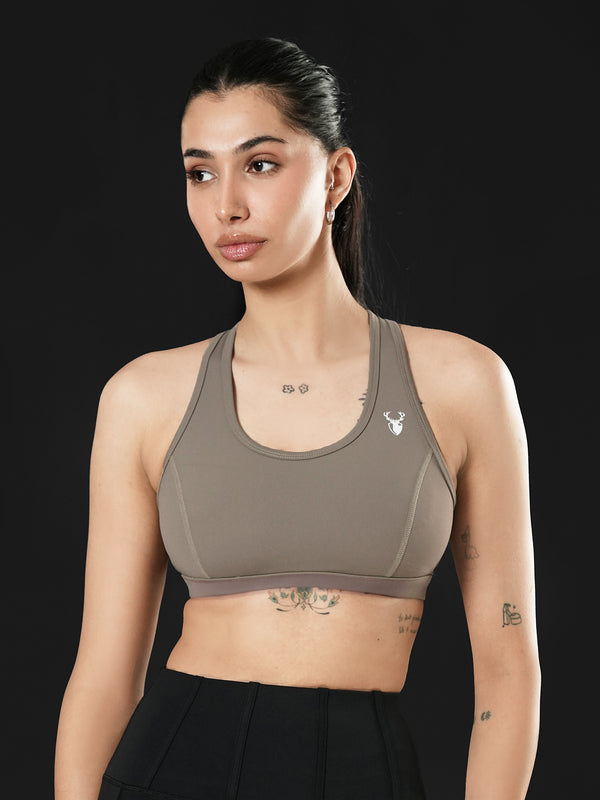 Athletic Non Padded Sports Bra in Dust Brown