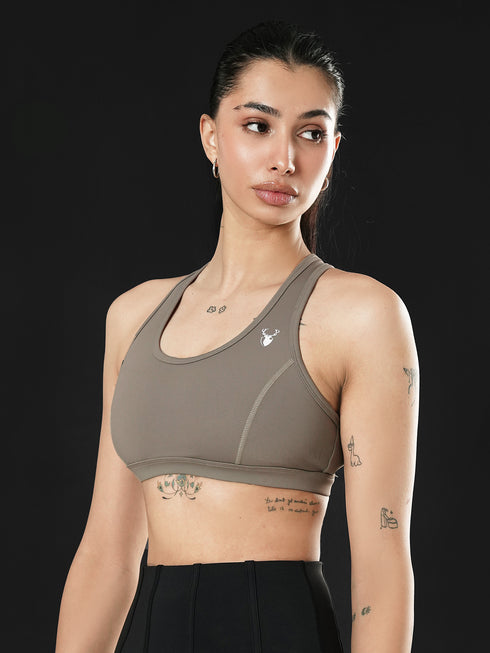 Athletic Non Padded Sports Bra in Dust Brown