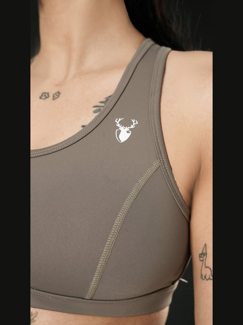 Athletic Non Padded Sports Bra in Dust Brown