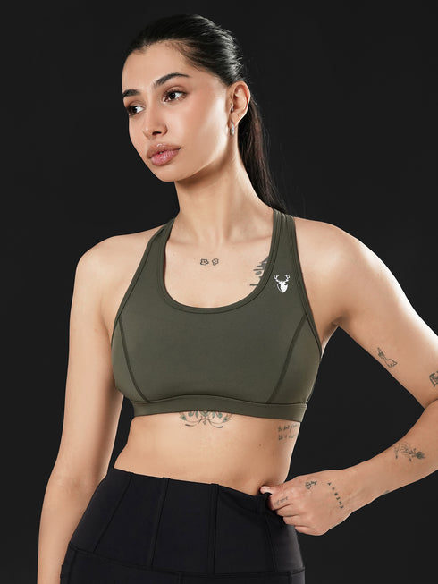 Athletic Non Padded Sports Bra in Olive