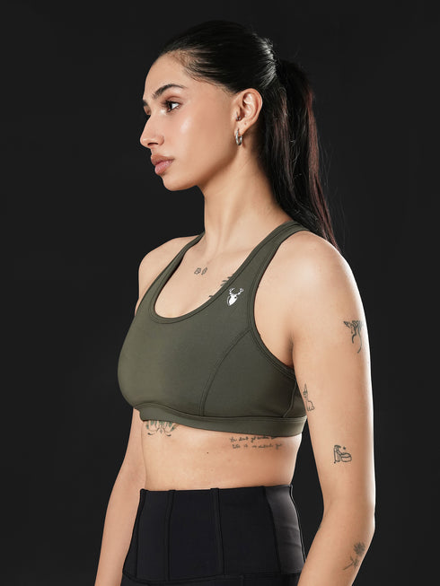 Athletic Non Padded Sports Bra in Olive