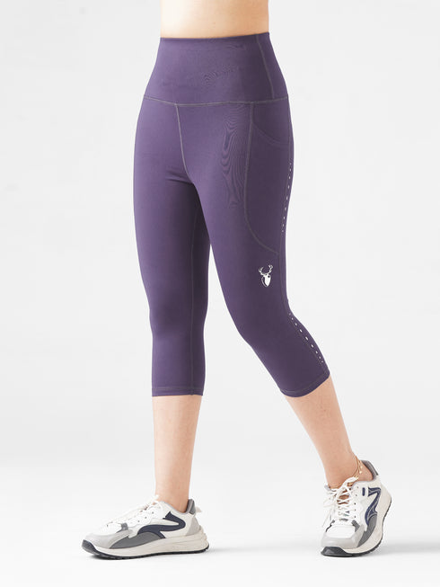 Leera Cropped Capri Pocket Legging in Purple
