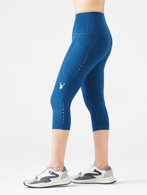 Leera Cropped Capri Pocket Legging in Teal