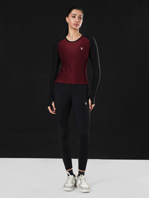 Evolve Performance Fitted Top in Maroon/Charcoal