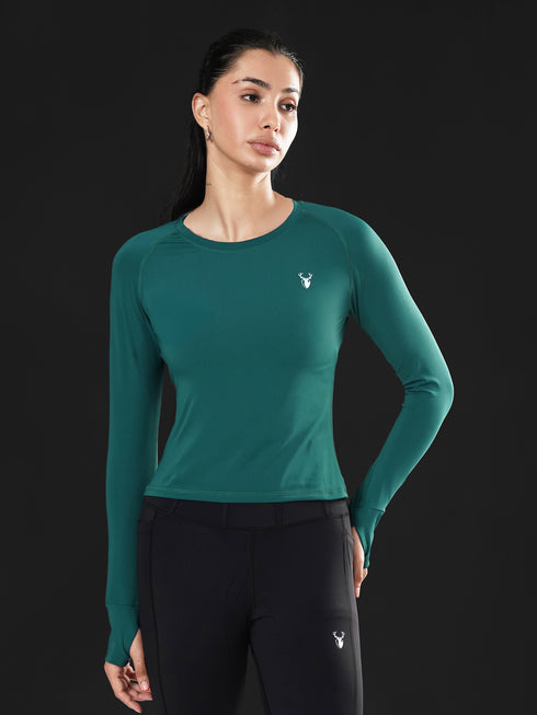 Leera Performance Fitted Tee in Teal Green