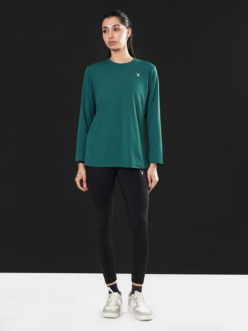 District Loose Fit Long Top in Teal Green