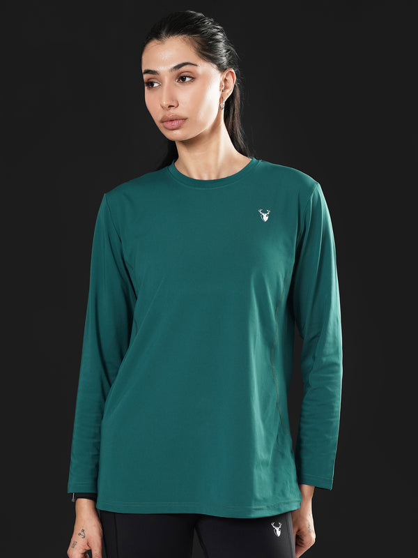 District Loose Fit Long Top in Teal Green