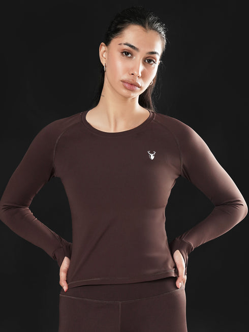 Leera Performance Fitted Tee in Brown