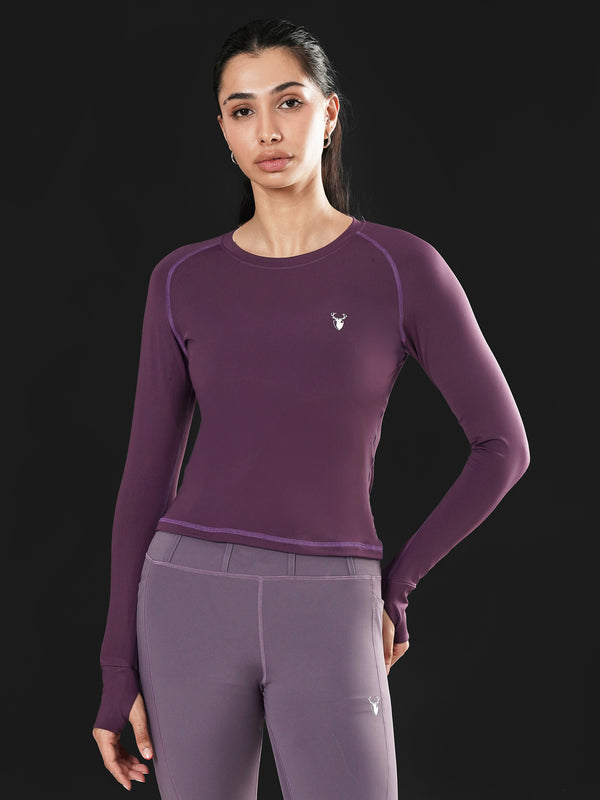 Leera Performance Fitted Tee in Plum