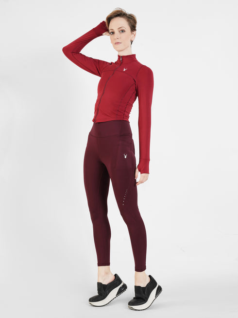 SculptPocket Performance Legging in Maroon