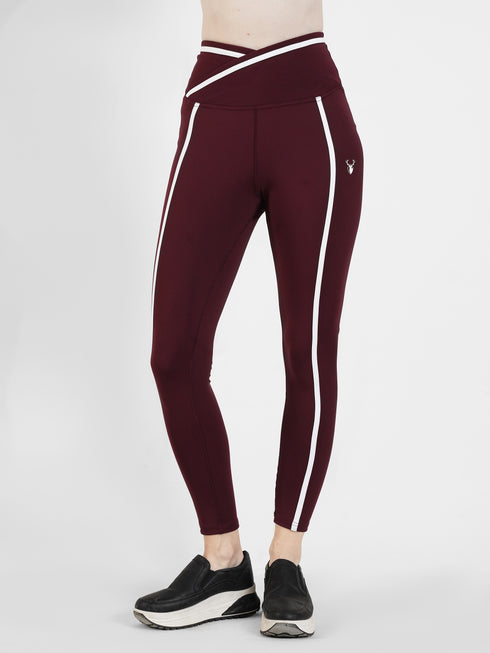 ContourLine Elite Legging in Maroon and White