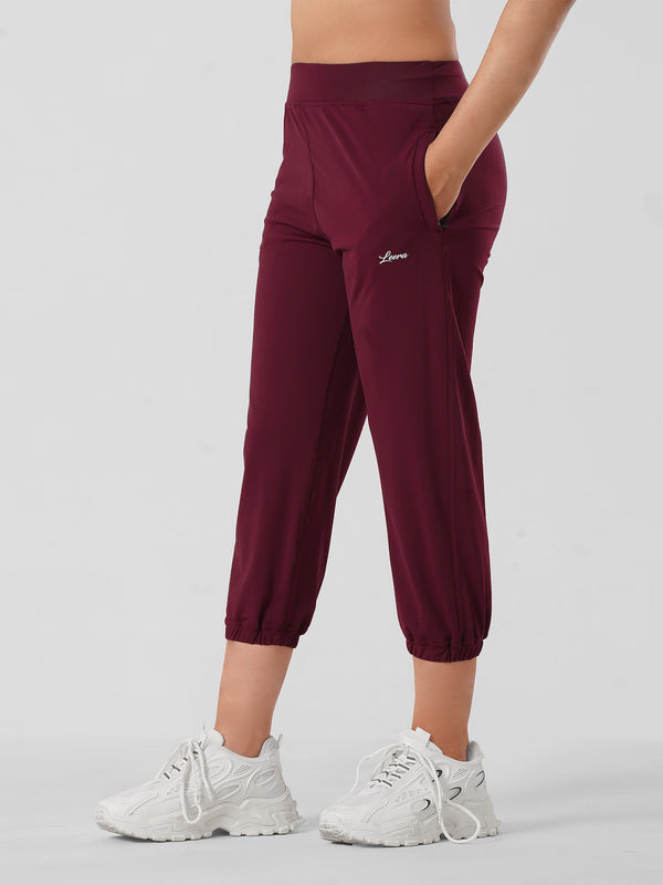 Adapted State High Rise Cropped Joggers in Maroon