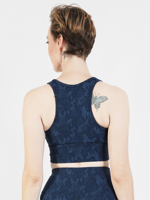 CamoForce Racer Bra in Teal Blue
