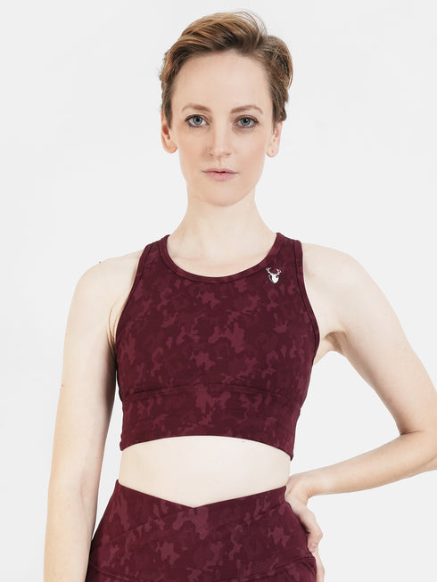 CamoForce Racer Bra in Maroon