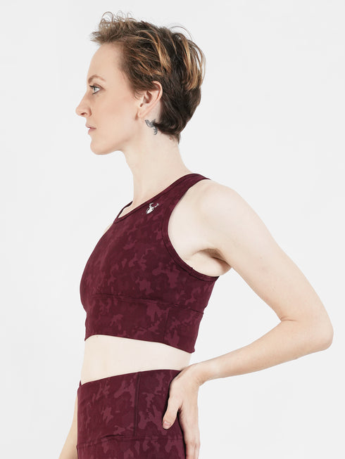 CamoForce Racer Bra in Maroon