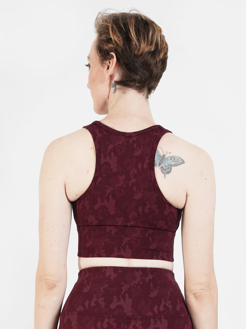 CamoForce Racer Bra in Maroon