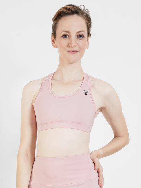 Performance Fixed Padded High Support Sports Bra in Pink