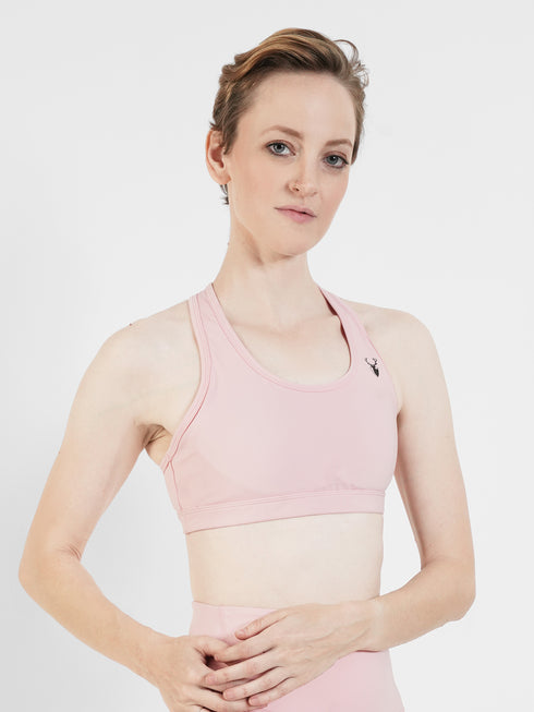 Performance Fixed Padded High Support Sports Bra in Pink