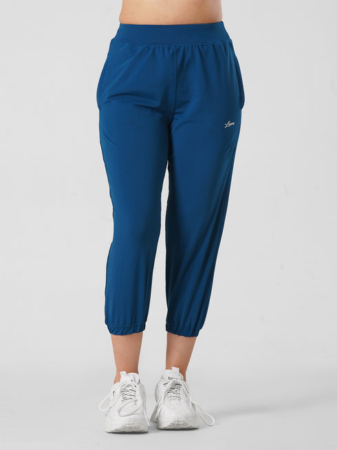Adapted State High Rise Cropped Joggers in Teal Blue