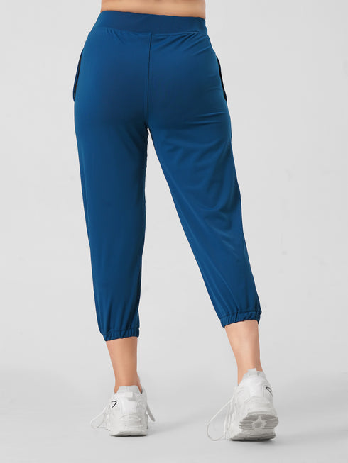 Adapted State High Rise Cropped Joggers in Teal Blue