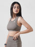 Leera Contour Cutout Sports Bra in Dust Brown