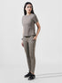 Leera Motion Pleat Performance Tee in Dust Brown